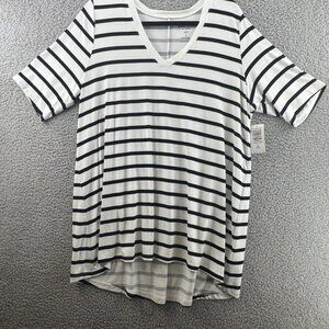 Torrid Striped V-Neck Super Soft Knit Hi-Lo Tunic Tee Black & White Size 2X NWT